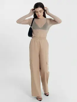 Брюки женские карго в бежевом цвете