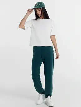 Брюки женские изумрудные с дизайнерским принтом