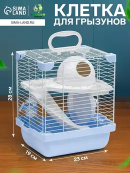 Клетка для грызунов укомплектованная, 23×19×28 см, голубая Клетка для грызунов укомплектованная, 23×19×28 см, голубая