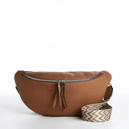 Сумка женская кросс-боди на молнии, 34×11×17 см, бежевая