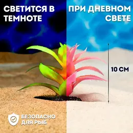 Растение для аквариума и террариума, светящееся, 10 см, красное Растение для аквариума и террариума, светящееся, 10 см, красное