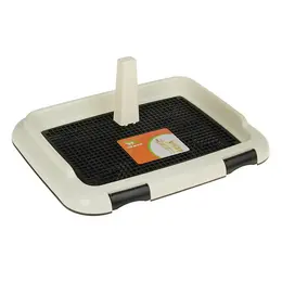 Туалет для собак 46.5×35.5×5.5 см, со съемным бортом, решеткой и столбиком, пластик, черный