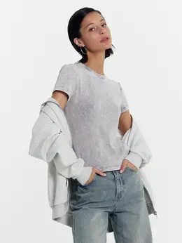 Футболка женская серая с обработкой эйсид Футболка женская серая с обработкой эйсид