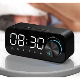 Часы - будильник электронные настольные: колонка, bluetooth, tf-карта, 14.2×6 см, usb, черные