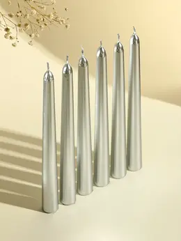 Набор свечей античных, 1.9×20 см, 6 шт., серебряный металлик