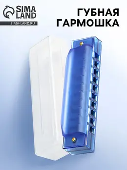 Губная гармошка , диатоническая, 10 отверстий, c-major, с футляром, синяя Губная гармошка , диатоническая, 10 отверстий, c-major, с футляром, синяя