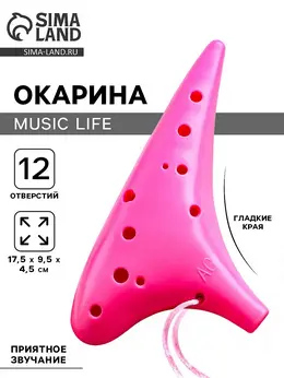 Окарина 12 отверстий, розовая, 17.5×9.5×4.5 см Окарина 12 отверстий, розовая, 17.5×9.5×4.5 см