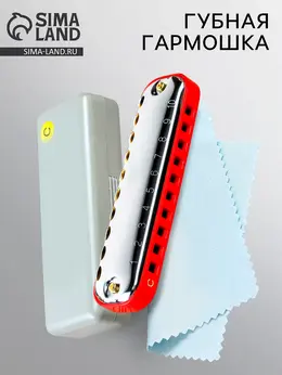 Губная гармошка t10-1 c red comb диатоническая, 10 отверстий, с футляром, красная Губная гармошка t10-1 c red comb диатоническая, 10 отверстий, с футляром, красная