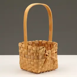Корзина плетеная для хранения, 14×13×10.5 см, ручка h=15.5 см, секвойя, цвет натуральный