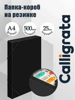 Папка-короб на резинке а4, 500 мкм, , корешок 25 мм, до 230 листов, тиснение