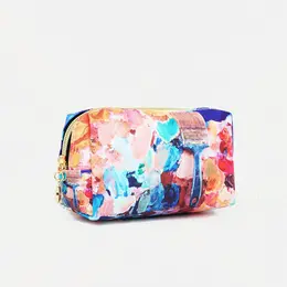 Косметичка-футляр женская с ручкой, объемная, маленькая, для косметики, лекарств, прокладок, розовая/разноцветная Косметичка-футляр женская с ручкой, объемная, маленькая, для косметики, лекарств, прокладок, розовая/разноцветная