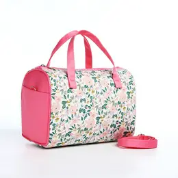 Косметичка-сумка на молнии, большая, с цветочным принтом, розовая Косметичка-сумка на молнии, большая, с цветочным принтом, розовая