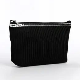 Косметичка на молнии женская, вельветовая, с подкладом, черная Косметичка на молнии женская, вельветовая, с подкладом, черная