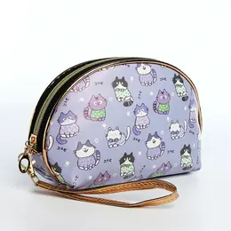 Косметичка женская на молнии, с подкладкой, ручкой, с принтом, сиреневая Косметичка женская на молнии, с подкладкой, ручкой, с принтом, сиреневая