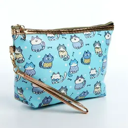 Косметичка простая на молнии, с ручкой, с подкладкой, с принтом, голубая Косметичка простая на молнии, с ручкой, с подкладкой, с принтом, голубая