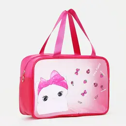 Косметичка-сумка с ручками универсальная, с ярким рисунком, малиновая Косметичка-сумка с ручками универсальная, с ярким рисунком, малиновая