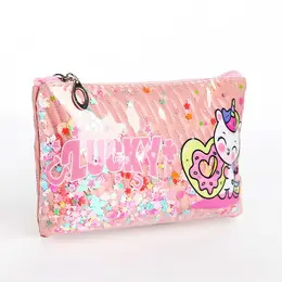 Косметичка на молнии плоская, с подкладкой, маленькая, с принтом, пудрово-розовая Косметичка на молнии плоская, с подкладкой, маленькая, с принтом, пудрово-розовая