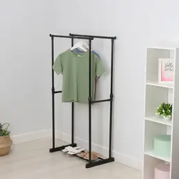 Вешалка - стойка напольная для одежды , двойная, телескопическая, 80×42×90(150) см, черная