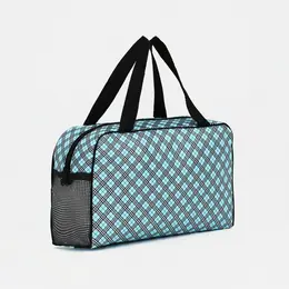 Косметичка-сумка на молнии с сеткой, с ручками, с принтом, голубая Косметичка-сумка на молнии с сеткой, с ручками, с принтом, голубая