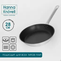 Сковорода hanna knövell, d=28 см, h=5,5, нержавеющая сталь, толщина стенки 0,6 мм, длина ручки 25 см, антипригарное покрытие, индукция