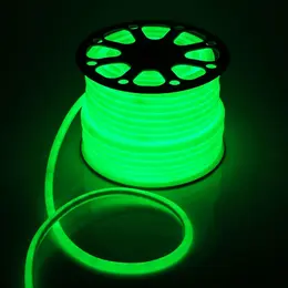 Гибкий неон 16 мм круглый, ip65, 50 м, smd2835, 120 led/м, 220 в, свечение зеленое