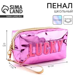 Пенал школьный, искусственная кожа, lucky, 18×10×7 см