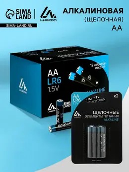 Батарейка алкалиновая (щелочная) luazon, аа, lr6, блистер, 2 штуки