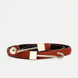 Ремень женский тонкий, 95×1 см, пряжка-зацепка металл, рыжий Ремень женский тонкий, 95×1 см, пряжка-зацепка металл, рыжий