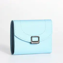 Кошелек женский на кнопке, 12×3×9 см, однотонный, голубой Кошелек женский на кнопке, 12×3×9 см, однотонный, голубой