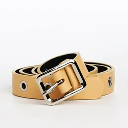 Ремень женский с люверсами, 105×2.5 см, пряжка металл, серебристая, бежевый Ремень женский с люверсами, 105×2.5 см, пряжка металл, серебристая, бежевый