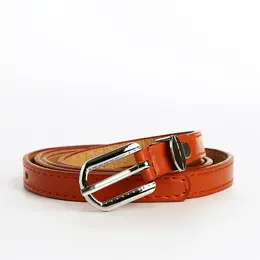 Ремень женский тонкий с винтом, 110×1.4 см, пряжка металл, серебристая, рыжий Ремень женский тонкий с винтом, 110×1.4 см, пряжка металл, серебристая, рыжий
