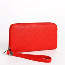 Кошелек женский на молнии с ремешком, 19.5×2.5×10 см, красный Кошелек женский на молнии с ремешком, 19.5×2.5×10 см, красный