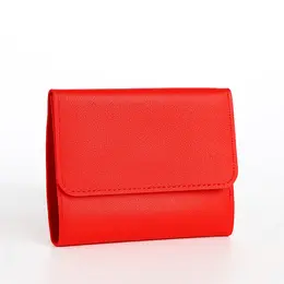 Кошелек женский на кнопке 11.5×0.5×9 см, однотонный, алый