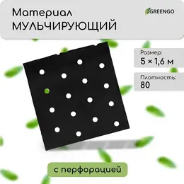 Материал мульчирующий, с перфорацией, 5×1.6 м, плотность 80 г/м², спанбонд с уф-стабилизатором, 4 ряда перфорации, черный, , эконом 30%