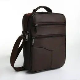 Сумка кросс-боди мужская на молнии, с ручкой, 3 наружных кармана, 19×5.5×25 см, коричневая Сумка кросс-боди мужская на молнии, с ручкой, 3 наружных кармана, 19×5.5×25 см, коричневая