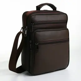 Сумка кросс-боди мужская на молнии, с ручкой, 3 наружных кармана, 19×8.5×25 см, коричневая Сумка кросс-боди мужская на молнии, с ручкой, 3 наружных кармана, 19×8.5×25 см, коричневая