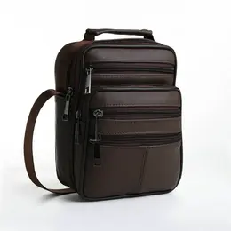 Сумка кросс-боди мужская на молнии, 5 наружных карманов, с ручкой, длинный ремень, 17×8.5×20 см, коричневая Сумка кросс-боди мужская на молнии, 5 наружных карманов, с ручкой, длинный ремень, 17×8.5×20 см, коричневая