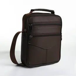 Сумка кросс-боди мужская на молнии, с ручкой, 3 наружных кармана, 18×5.5×22 см, коричневая Сумка кросс-боди мужская на молнии, с ручкой, 3 наружных кармана, 18×5.5×22 см, коричневая