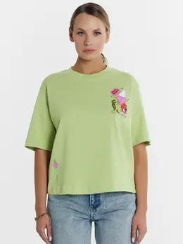 Футболка женская в зеленом оттенке с печатью Футболка женская в зеленом оттенке с печатью