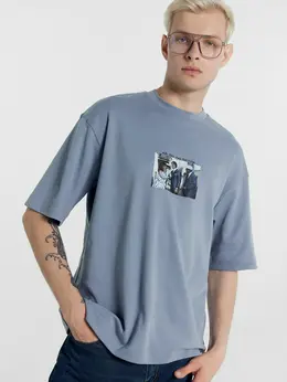 Футболка мужская сизо-синяя mark formelle x мосфильм