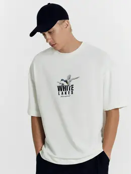 Футболка мужская светло-молочная с печатью