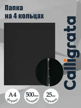Папка на 4 кольцах а4, , 25 мм, 500 мкм, черная