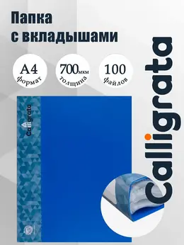 Папка с 100 вкладышами а4, 700 мкм, , карман на корешке, синяя Папка с 100 вкладышами а4, 700 мкм, , карман на корешке, синяя