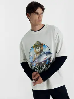 Футболка мужская светло-молочная с печатью