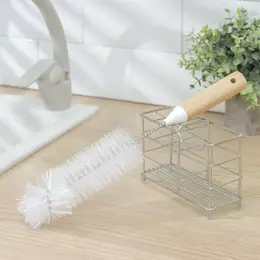 Ёрш для посуды meli, 34×6 см, бамбуковая ручка, замшевая петелька
