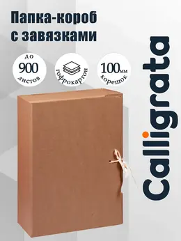 Короб архивный с завязками, 100 мм, переплетный картон, разборный, без покрытия, клапан мгк, до 900 листов