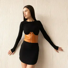 Корсет на молнии, высота 18 см, цвет рыжий Корсет на молнии, высота 18 см, цвет рыжий