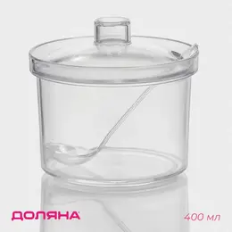 Ёмкость для специй с ложкой , 400 мл, 10.5×10 см, пластик, прозрачная