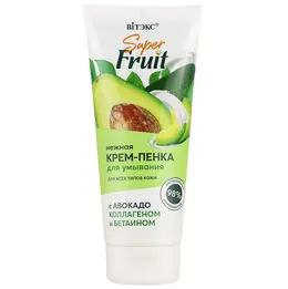 Super FRUIT НЕЖНАЯ КРЕМ-ПЕНКА для умывания с авокадо, коллагеном и бетаином, 200мл Super FRUIT НЕЖНАЯ КРЕМ-ПЕНКА для умывания с авокадо, коллагеном и бетаином, 200мл
