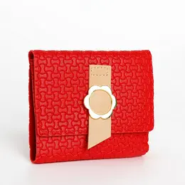 Кошелек женский на кнопке, 11×1×10 см, комбинированный, красный Кошелек женский на кнопке, 11×1×10 см, комбинированный, красный